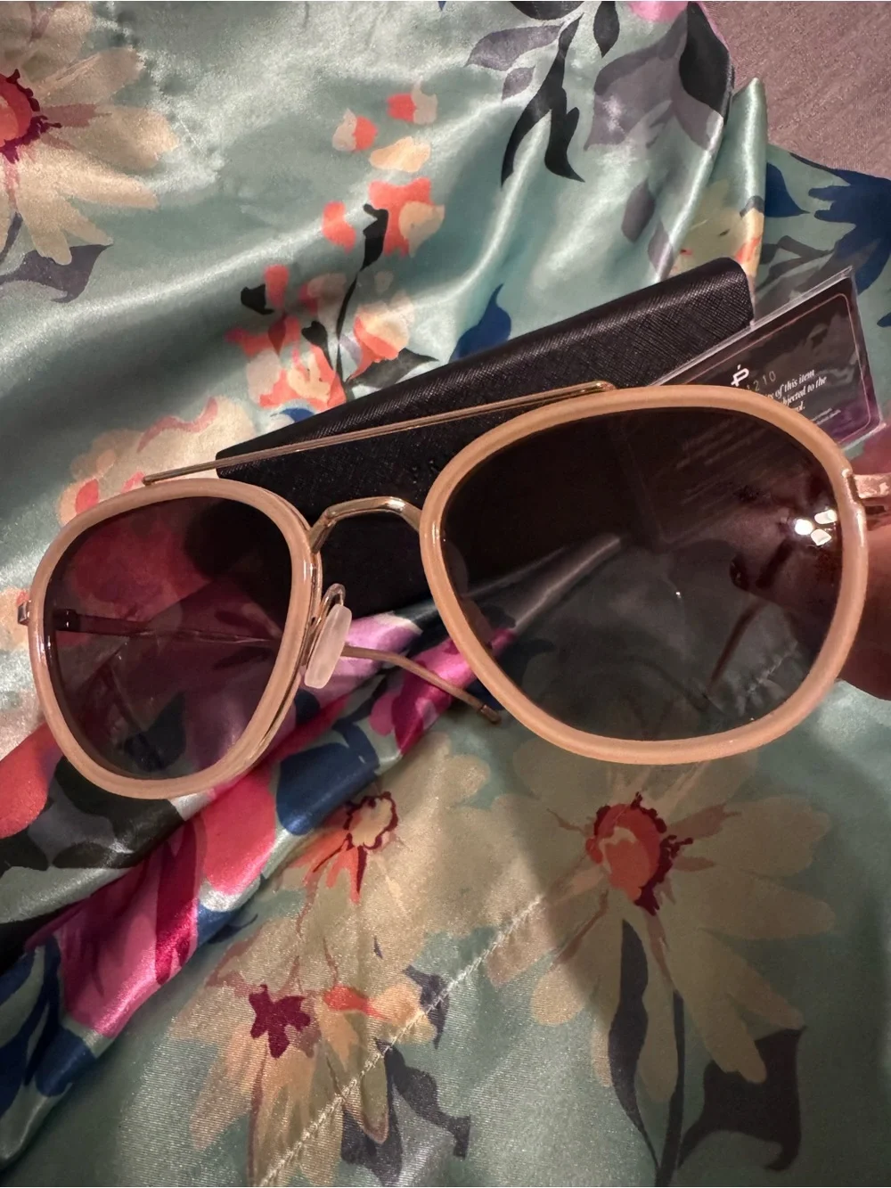 PRIVE REVAUX NEW Women’s Round Aviator Sunglasses in Sand n gold-tone